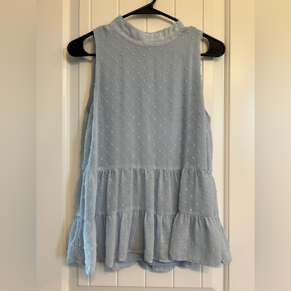 Pink Lily Light Blue Sleeveless Tiered Top